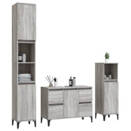 Berkfield Home 3 Piece Bathroom Furniture Set Grey Sonoma Engineered Wood - thumbnail 3