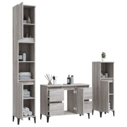 Berkfield Home 3 Piece Bathroom Furniture Set Grey Sonoma Engineered Wood - thumbnail 4