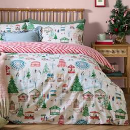 Furn Winter Wonderland Reversible Christmas Duvet Cover Set in Green - Size: Double - thumbnail 4