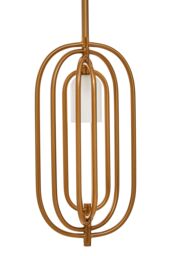 Orsina Frosted Glass Pendant Light With Gold Finish, Oval Metal Frame Ceiling Light Fixture, Decorative Pendant Lamp