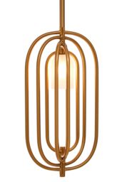 Orsina Frosted Glass Pendant Light With Gold Finish, Oval Metal Frame Ceiling Light Fixture, Decorative Pendant Lamp - thumbnail 4