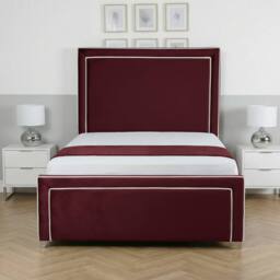 Living Comfort Bedz Verona Upholstered Gas Lift Storage Bed Frame with 48 Inch Headboard in Maroon - Size: Super King - thumbnail 2