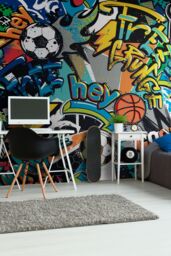 Origin Murals Sports Graffiti Wall Mural in Blue - Size: W300 cm x H240 cm - thumbnail 4