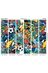 Origin Murals Sports Graffiti Wall Mural in Blue - Size: W300 cm x H240 cm - thumbnail 3