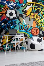 Origin Murals Sports Graffiti Wall Mural in Blue - Size: W300 cm x H240 cm - thumbnail 6