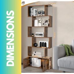 Pirlo Plush Industrial 5 Compartment Book Shelf Rustic Brown Living Room Furniture - thumbnail 6