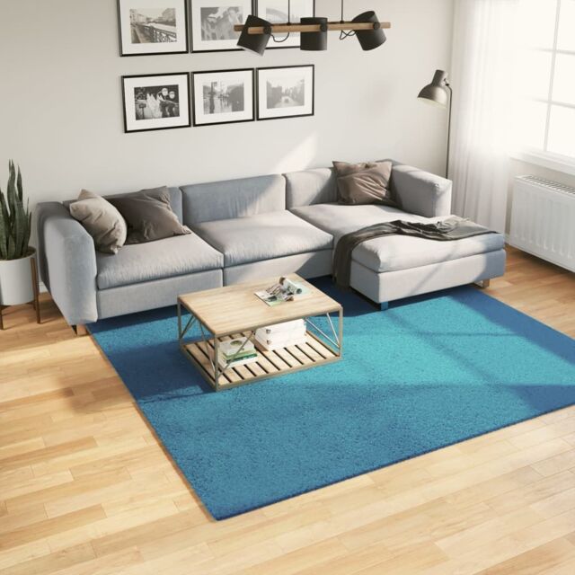 Berkfield Home Rug OVIEDO Short Pile Turquoise 240x240 cm in Blue - Size: Medium - image 1