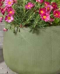 Dibor Green Medium Fibreclay Symmetry Stripe Summer Outdoor Planter Plant Pot H29 x Dia42cm - thumbnail 3