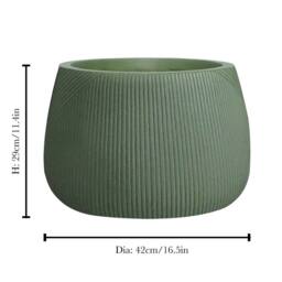 Dibor Green Medium Fibreclay Symmetry Stripe Summer Outdoor Planter Plant Pot H29 x Dia42cm - thumbnail 2