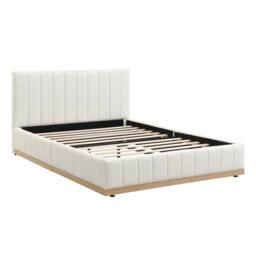 Merax 4ft6 Double White PU Leather Upholstered Bed with Fluted Headboard - thumbnail 8