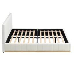 Merax 4ft6 Double White PU Leather Upholstered Bed with Fluted Headboard - thumbnail 7