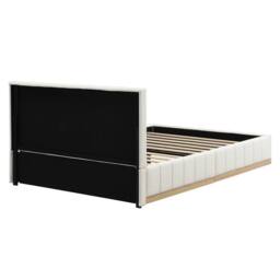 Merax 4ft6 Double White PU Leather Upholstered Bed with Fluted Headboard - thumbnail 9