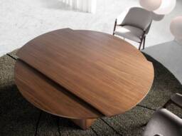 Angel Cerda Model Round Walnut Veneer Extending Dining Table - thumbnail 4