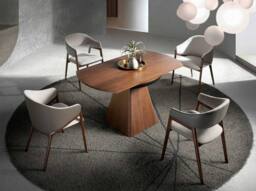 Angel Cerda Model Round Walnut Veneer Extending Dining Table - thumbnail 3