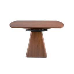 Angel Cerda Model Round Walnut Veneer Extending Dining Table - thumbnail 2