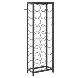 Berkfield Home Wine Rack for 27 Bottles Black 34x18x100 cm Wrought Iron - Size: 34 x 18 x 100 cm - thumbnail 1