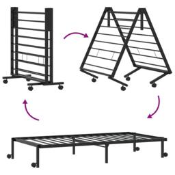 Berkfield Home Bed Frame without Mattress Foldable Black 107x203 cm Steel - thumbnail 9