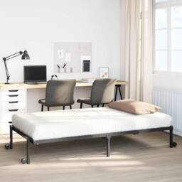 Berkfield Home Bed Frame without Mattress Foldable Black 107x203 cm Steel - thumbnail 2