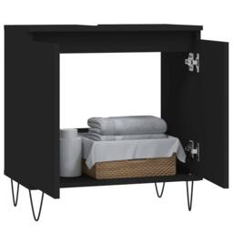 Berkfield Home Durable Bathroom Cabinet Black 58x33x60 cm Engineered Wood - Size: 58 x 33 x 60 cm - thumbnail 1