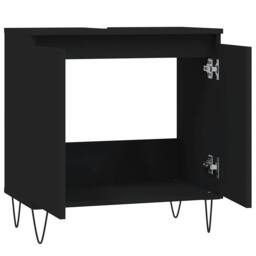 Berkfield Home Durable Bathroom Cabinet Black 58x33x60 cm Engineered Wood - Size: 58 x 33 x 60 cm - thumbnail 5