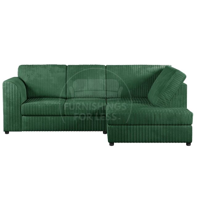 Furnishings For Less UK Luxor Jumbo Cord 4 Seater Corner sofa Right Hand Facing - Full Back in Green - image 1
