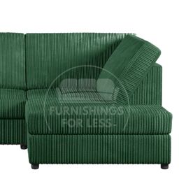 Furnishings For Less UK Luxor Jumbo Cord 4 Seater Corner sofa Right Hand Facing - Full Back in Green - thumbnail 2