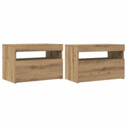 Berkfield Home TV Cabinets with LED Lights 2 pcs Artisan Oak Engineered Wood in Light Tan - thumbnail 1