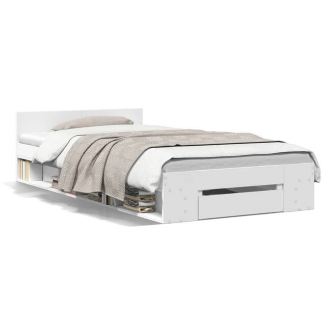Berkfield Home Bed Frame with Drawer without Mattress White 75x190 cm Small Single - image 1
