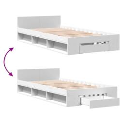 Berkfield Home Bed Frame with Drawer without Mattress White 75x190 cm Small Single - thumbnail 7