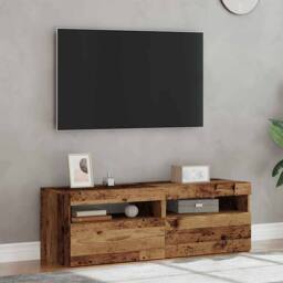 Berkfield Home TV Cabinets with LED Lights 2 pcs Old Wood Engineered Wood in Brown - thumbnail 5