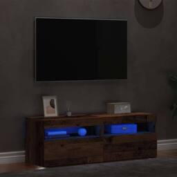 Berkfield Home TV Cabinets with LED Lights 2 pcs Old Wood Engineered Wood in Brown - thumbnail 4