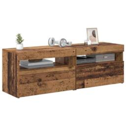 Berkfield Home TV Cabinets with LED Lights 2 pcs Old Wood Engineered Wood in Brown - thumbnail 6