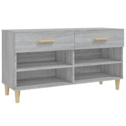 Berkfield Home Shoe Cabinet Grey Sonoma 102x35x55 cm Engineered Wood - Size: 102 x 35 x 55 cm - thumbnail 2