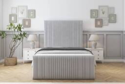 "Comfort Beds The Foxy Plush Bed Frame - 50"" Upholstered Headboard in Silver - Size: Small Double" - thumbnail 2