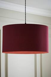 ValueLights Reni Plum Fabric Easy Fit Drum Ceiling Lamp Shade with Bulb - Size: Medium - thumbnail 2