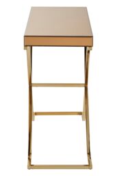 Orsina Spacious Gold Finished Decorative Table For Hallways, Modern Rectangular Console Table With Brown Glass Top - thumbnail 3