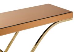 Orsina Spacious Gold Finished Decorative Table For Hallways, Modern Rectangular Console Table With Brown Glass Top - thumbnail 5