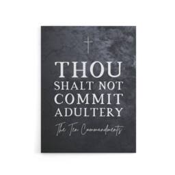 "Artery8 Ten Commandments Adultery Bible Quote Canvas Wall Art Print in Grey - Size: W18"" x H24""" - thumbnail 1