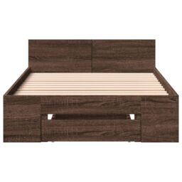 Berkfield Home Bed Frame with Drawer without Mattress Brown Oak 75x190 cm Small Single - thumbnail 4
