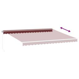 Berkfield Home Manual Retractable Awning with LED Burgundy 450x300 cm in Red - thumbnail 6