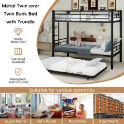 STILVORA Bed Frame 3ft Single with Pull-Out Bed Black - Size: Junior - thumbnail 6