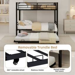 STILVORA Bed Frame 3ft Single with Pull-Out Bed Black - Size: Junior - thumbnail 7