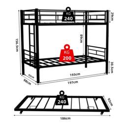 STILVORA Bed Frame 3ft Single with Pull-Out Bed Black - Size: Junior - thumbnail 3