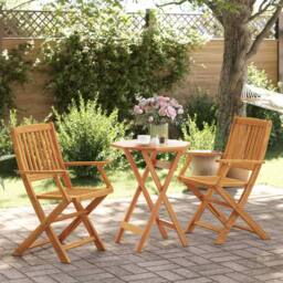 Berkfield Home 3 Piece Folding Bistro Set Solid Wood Acacia in Brown - thumbnail 2