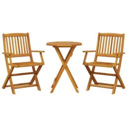 Berkfield Home 3 Piece Folding Bistro Set Solid Wood Acacia in Brown - thumbnail 1