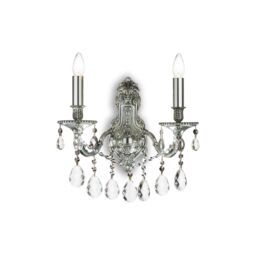 Netlighting Gioconda 2 Light Indoor Candle Wall Light Silver with Crystals E14