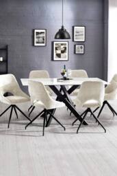 Julian Bowen Bradley Rectangular Ceramic Top 4-6 Seater Dining Table in White - thumbnail 4