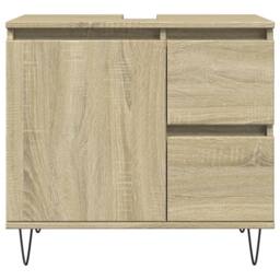 Berkfield Home 3 Piece Bathroom Furniture Set Sonoma Oak Engineered Wood in Light Oak - thumbnail 9