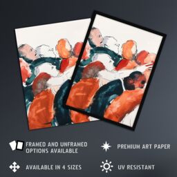 "Artery8 Sport Rugby Football Scrum Close Up Watercolour Wall Art Print in Red - Size: W18"" x H24""" - thumbnail 2