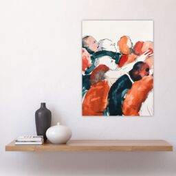 "Artery8 Sport Rugby Football Scrum Close Up Watercolour Wall Art Print in Red - Size: W18"" x H24""" - thumbnail 4